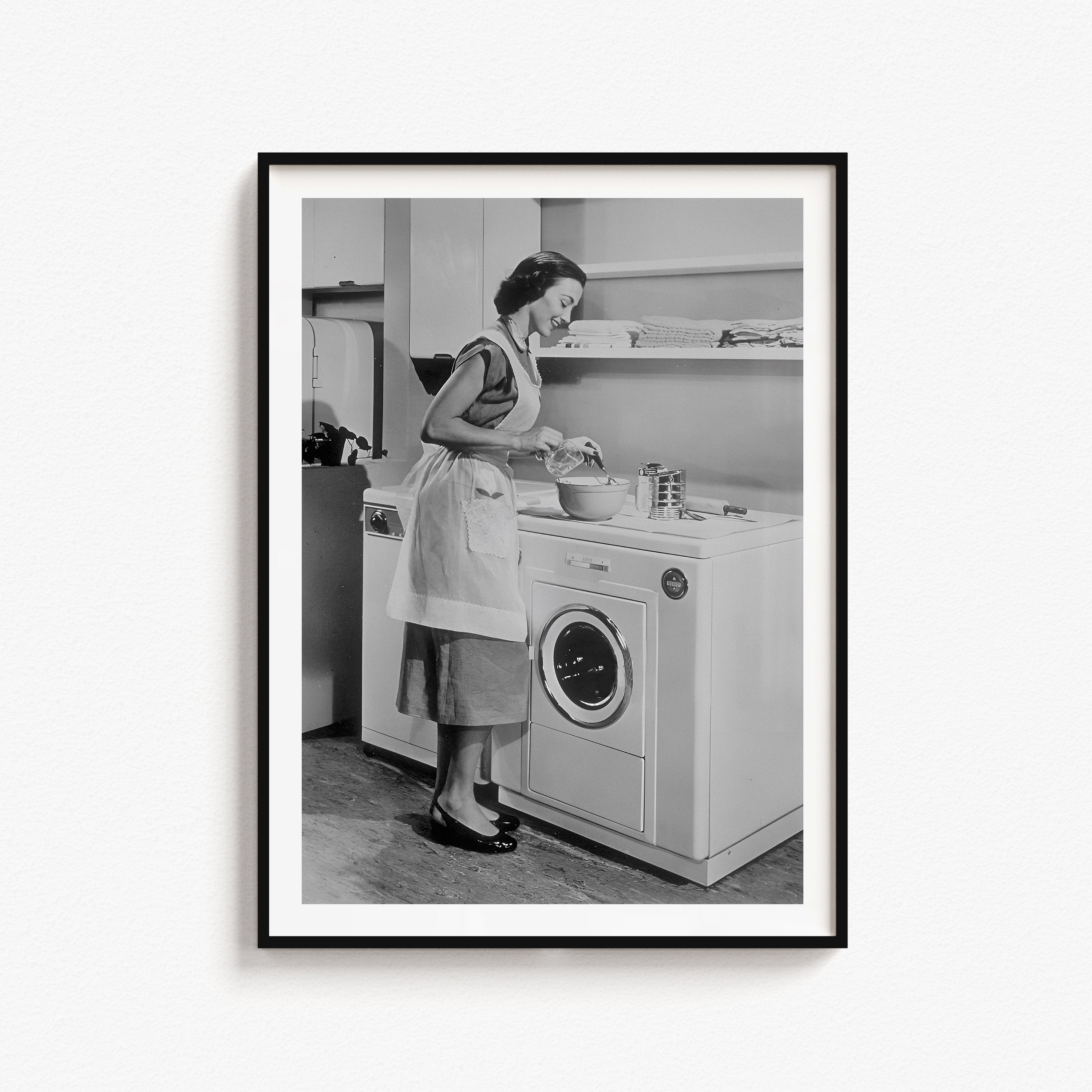 Laundry Day Print, Black and White Art, Vintage Wall Art, Laundry ...
