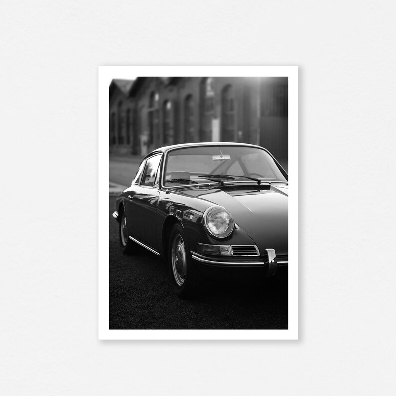 Vintage Porsche Print, Old Porsche Poster, Porsche Side View, Black