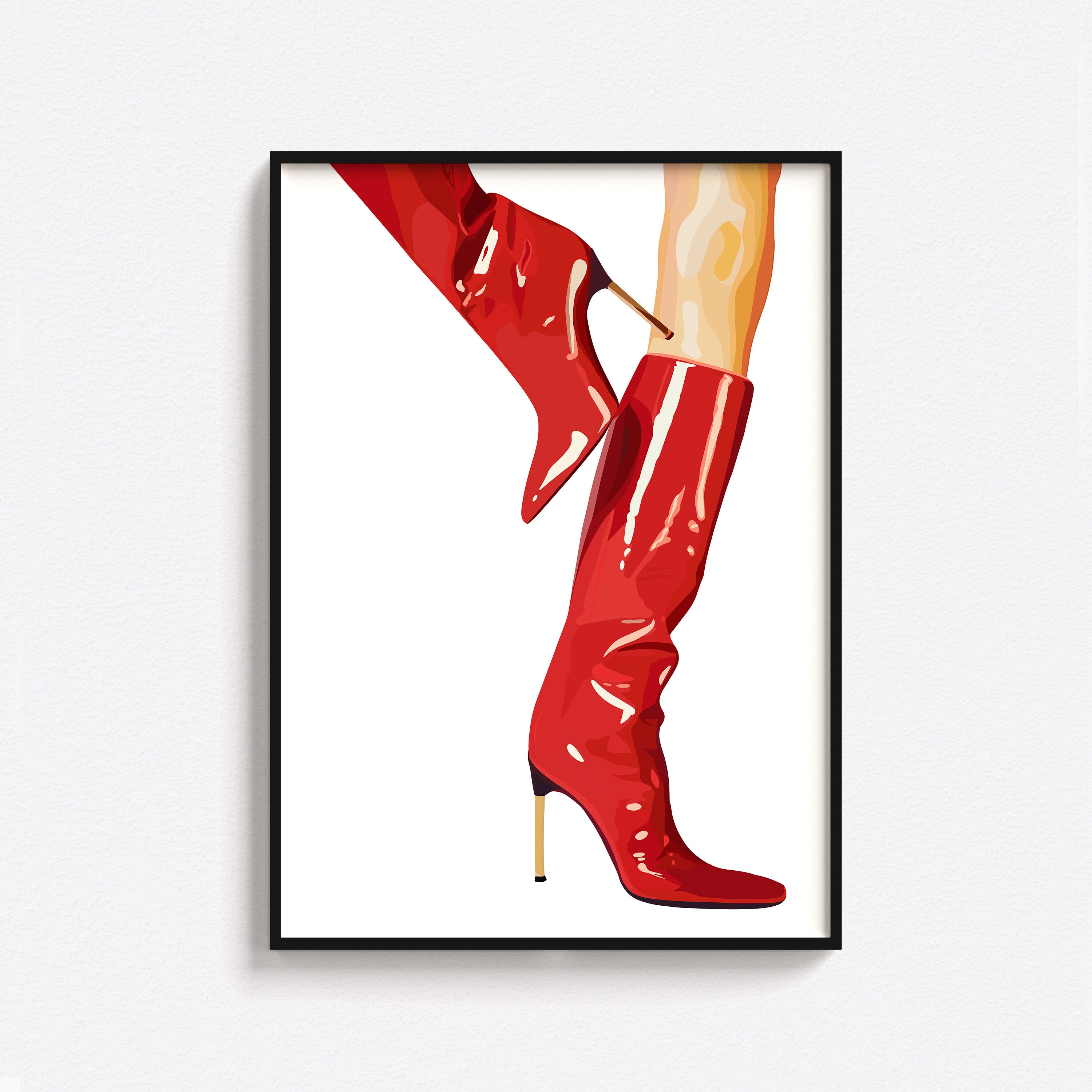 Trendy Red Boots Poster: Retro Preppy Room Decor (digital Download