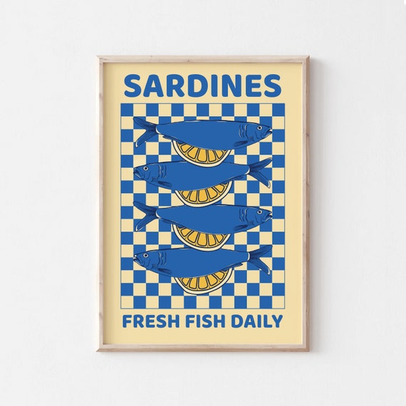 Sardines Kitchen Wall Art Print: Retro Fish Poster (Digital Download)