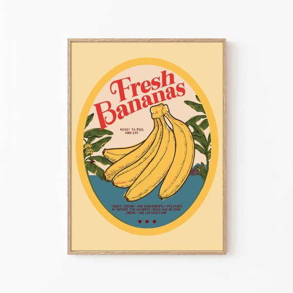Retro Banana Print: Trendy Kitchen Wall Art (digital Download) - Etsy
