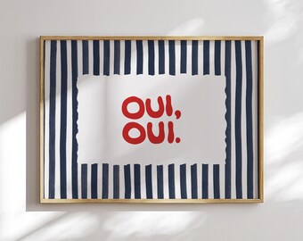 Oui Oui French Bathroom Art Print, Paris Powder Room Decor (Digital Download)