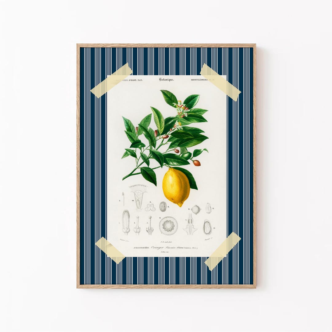 Retro Lemon Botanical Print: Kitchen Wall Art (digital Download) - Etsy