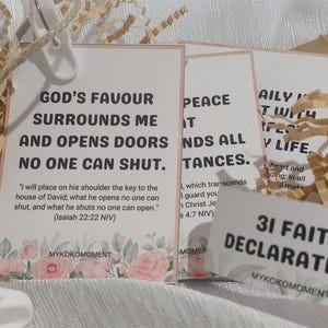 Kit de cartes de déclaration chrétienne | Déclarations de foi | Déclarez la bonté de Dieu| Déclaration des bénédictions de Dieu | Affirmations chrétiennes