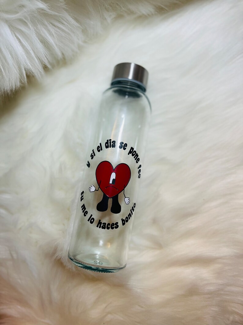 Bad Bunny Bad Bunny Bottle Glass Water Bottle Un Verano Etsy