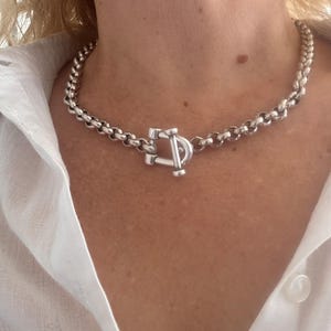 Chunky silver toggle necklace