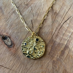 Collana con costellazioni, zodiaco, oroscopo, compleanno, ciondolo placcato oro 18k