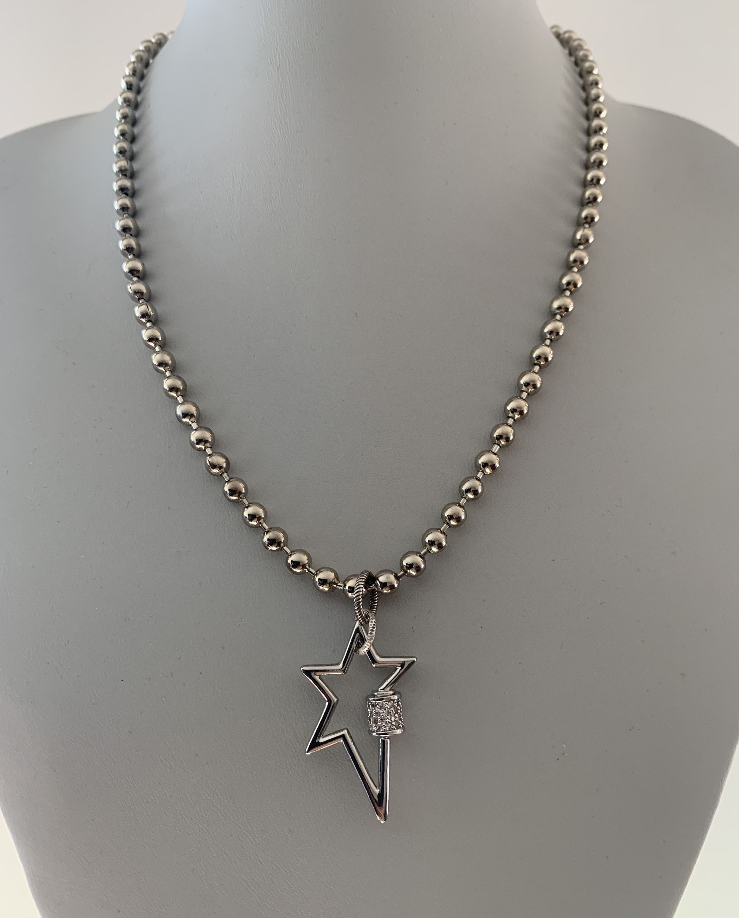 Vintage Ball Chain Necklace With Star Cz Pave Star - Etsy