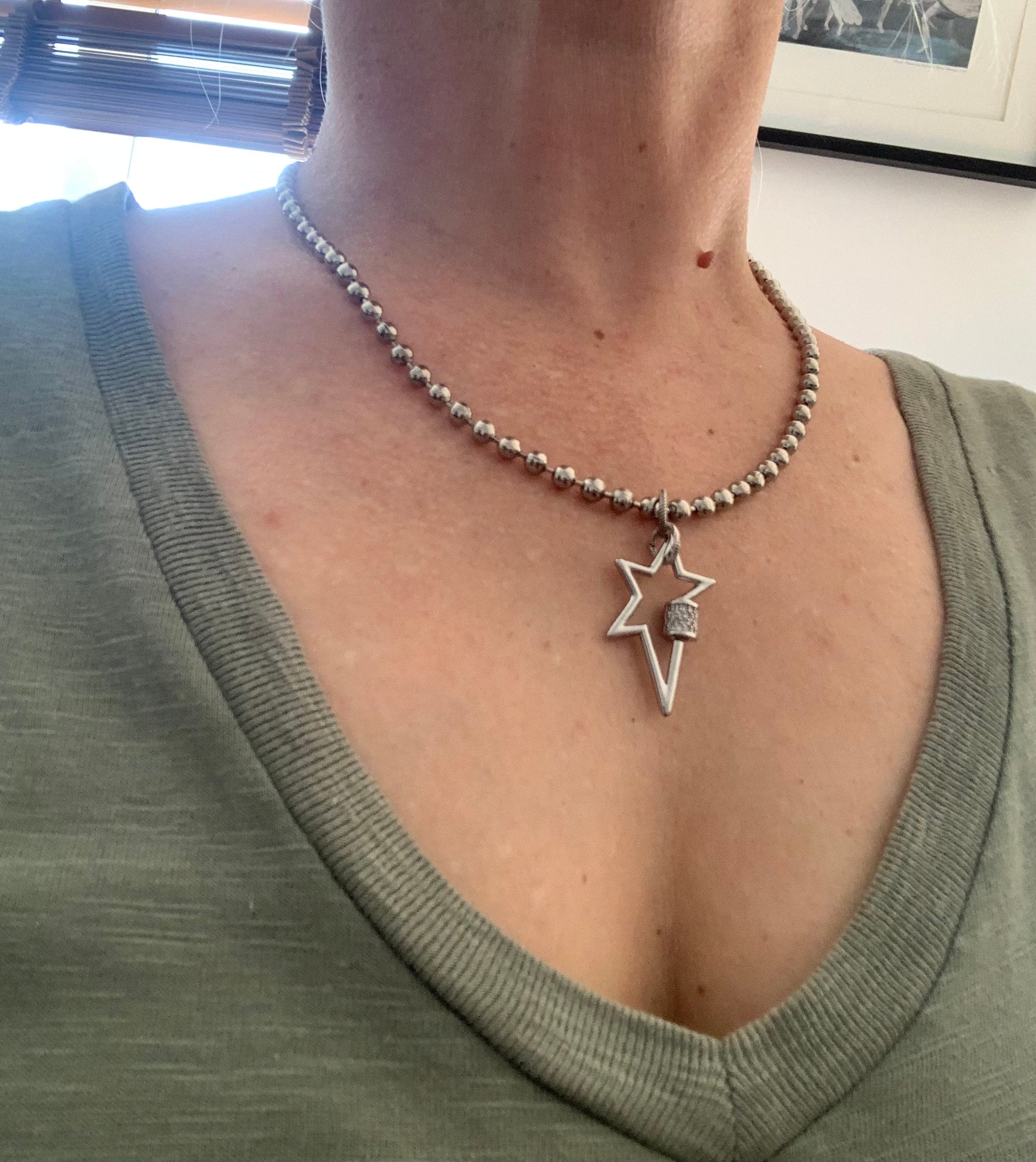 Vintage Ball Chain Necklace With Star Cz Pave Star - Etsy