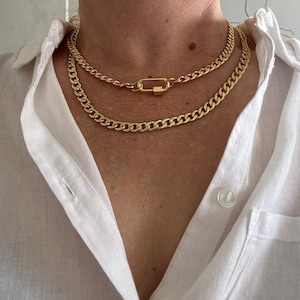 Cuban necklace/ 18k gold plated with carabiner clasp