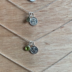 Sterling silver zodiac, horoscope, constellation , birthday necklace with charm