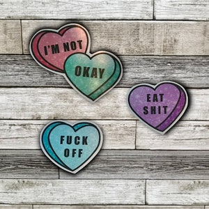 Candy Hearts Adult Holographic Stickers