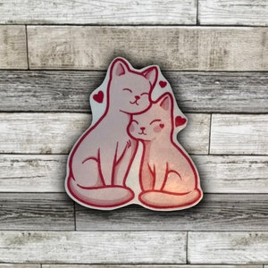 Lover Cats Valentines Day Holographic Sticker