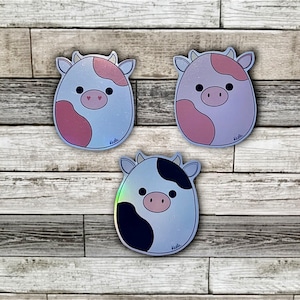 Cow Squishmallow Holographic Stickers