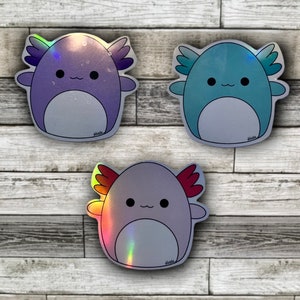 Axolotl Squishmallow Holographischer Aufkleber