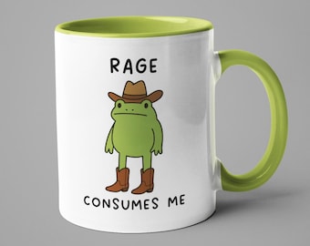Funny Cowboy Frog Mug - Rage Consumes Me Frog Mug - Funny Work Mug - Office Mug - Funny Frog Gifts - Friendship Gift - Work Colleague Gift