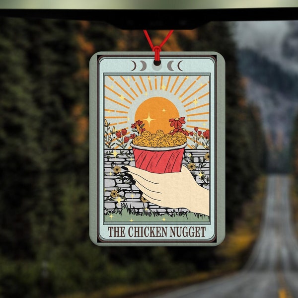 Tarot Karte Auto Lufterfrischer -Hühner Nuggets Tarot -Hühner Nuggies zum Mitnehmen -Hühner Nuggets Auto fahren durch - Autozubehör - Auto Geschenk