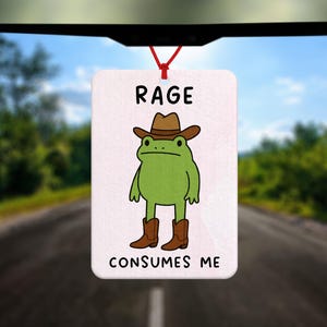 Rage Consumes Me Frosch Lufterfrischer - Autozubehör - Auto Geschenk - Lustiges Frosch Geschenk - Frosch-Liebhaber - Cowboy-Frosch Geschenk - Gerade bestanden - Neuer Fahrer