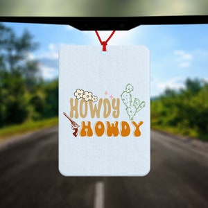 Désodorisant Cowboy Howdy - Accessoire de voiture - Désodorisant de voiture - Parfum de voiture - Chapeau de cowboy - Imprimé cowboy - Yeehaw - Partenaire Howdy - Cowgirl