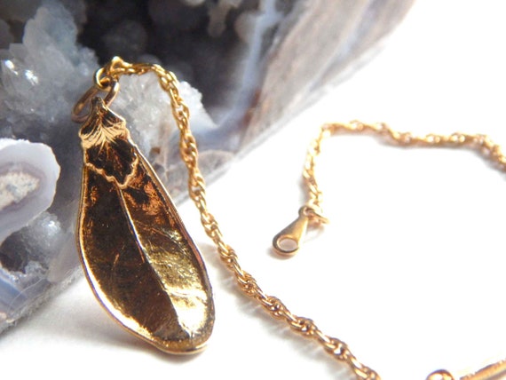 Gold-Dipped Leaf Charm Bracelet - image 3