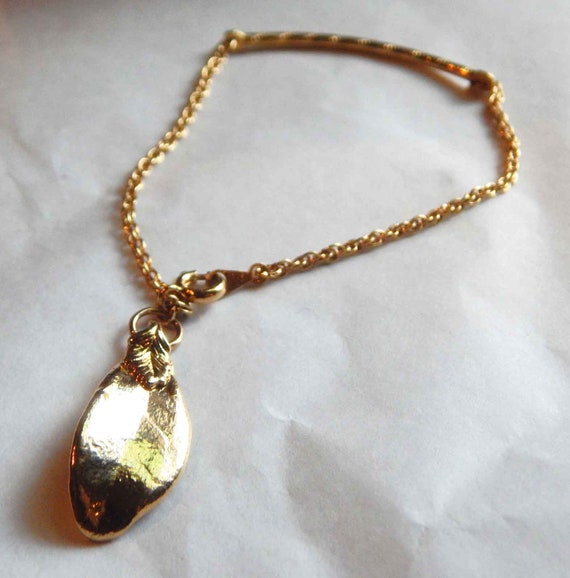 Gold-Dipped Leaf Charm Bracelet - image 6