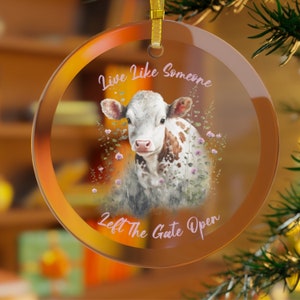 Adorable Cow Christmas Ornament for Cow Lovers, Farm Ornament, Glass Cow Ornament, Highlandcow gift,Gift for mom and grandma,Farm lover gift