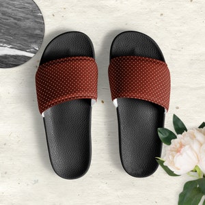 Cute Red and White Slides, Women&#39;s Slip-on Shoes, Sandals for women, Gift idea for mom, Gift Idea for girlfriend, Gift Idea for Christmas