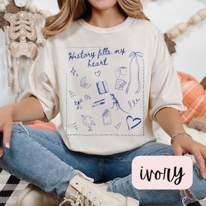History Fills My Heart Doodle Shirt,history teacher shirt,social studies shirt,history shirt,history teacher gift,history tee,Professor Tee