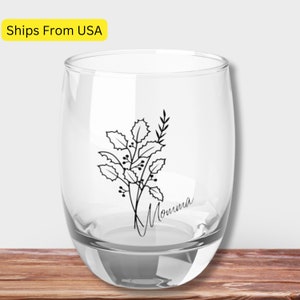 Personalized Birth Flower With Name Whiskey Glass,Personalized Birth Flower Whiskey Glass,Bridesmaid Proposal,Gifts for Her, Party Favors