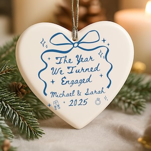 First Christmas Engaged Ornament, Personalized Engagement Gift for Couples, Custom Engagement Christmas Keepsake, Engaged Christmas Ornament