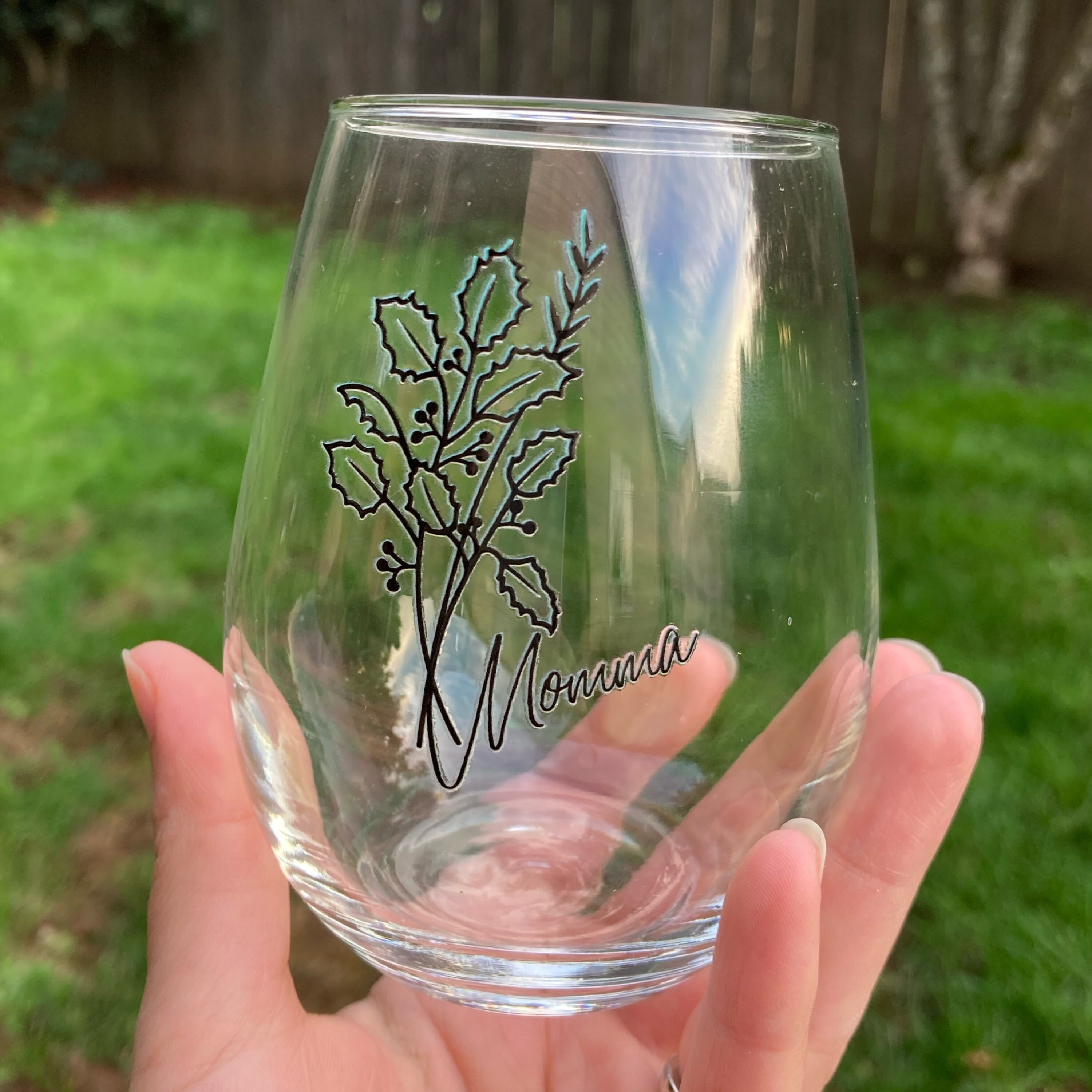 Personalized Birth Flower With Name Wine Glass,personalized Birth
