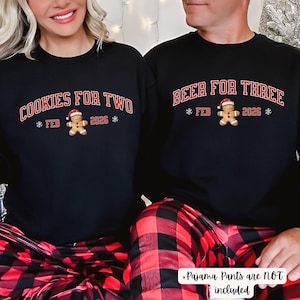 Christmas Pajamas Couple Christmas Pregnancy Announcement Baby Reveal Funny Matching Parent Tee Xmas Pregnant Mom Maternity Gift Adult Humor