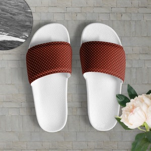 Cute Red and White Slides, Women&#39;s Slip-on Shoes, Sandals for women, Gift idea for mom, Gift Idea for girlfriend, Gift Idea for Christmas