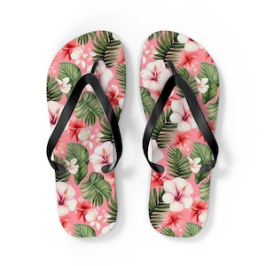 Cute Flower Flip Flops, Flower Thongs, Flip Flops for Women, Beach Sandals, River Flip Flops, Vacation Flip Flops, Flower Flip Flops,