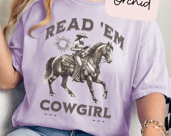 Read Em Cowgirl Western Bookish Shirt,Funny Reader Book Addict,Book Lover Gift, Bookish Gift For Her, Spicy Books, Dark Romance,BookTok Gift