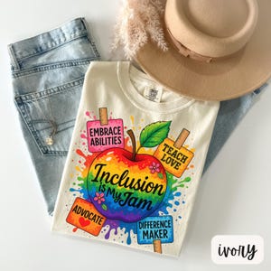 Chemise couleurs confort pour enseignant Inclusion Is My Jam, Chemises pour enseignant d&#39;éducation spécialisée, Cadeaux pour enseignant SPED, Chemise pour enseignant Speed, Chemise pour enseignant en autisme