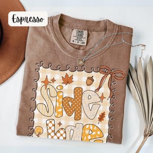 Comfort Colors Side Bae Funny Fall Thanksgiving Shirt,Fall Women&#39;s T Shirt,Womens Pumpkin Shirt, Thanksgiving Gifts, Autumn Shirt for her