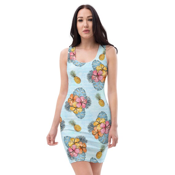 Hawaiian bodycon dress hotsell