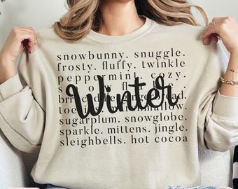 Winter Words Sweatshirt,Cozy season sweatshirt, Comfy and cozy Sweatshirt & Hoodie, winter cozy season sweater, trendy winter sweatshirt,
