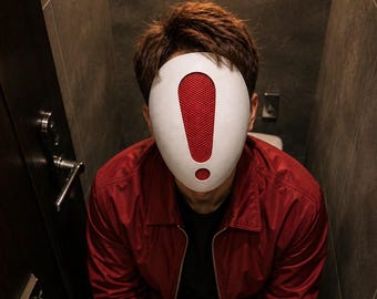 3D Printed Symbol Face Mask | X or Exclamation Mark Mask | Minimalist Full Face Cosplay Mask | Halloween Costume Party Prop