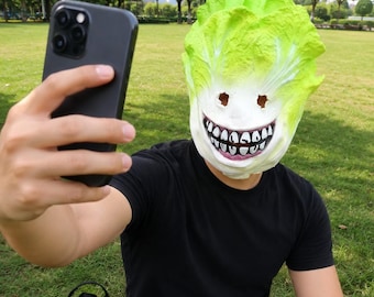 Lustige Kohlkopfmaske, Latex-Gemüsemaske für den ganzen Kopf, gruseliges Salat-Kostüm, Requisite für Halloween-Cosplay-Partys, originelles Geschenk