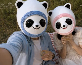 Cute Panda Head Mask | Full Head Latex Animal Mask | Cartoon Bear Costume Mask | Kawaii Cosplay Mask | Halloween Party Prop