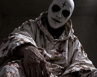 Totenkopfmaske, Horror-Maske aus Kunstharz, Schwarz-weiße Gothic-Maske, Gruselige Halloween-Cosplay-Maske, Dunkle Kostümrequisite, Sammlermaske