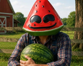 Lustige Wassermelonen-Kopfmaske, Fruchtkostüm für den ganzen Kopf, Cartoon-Lebensmittel-Cosplay für Halloween-Partys, Bauernhof-Spaß-Kollektion