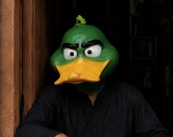 Funny Green Duck Head Mask | Full Head Latex Bird Mask | Cartoon Animal Mask | Cosplay Costume Mask | Halloween Party Prop
