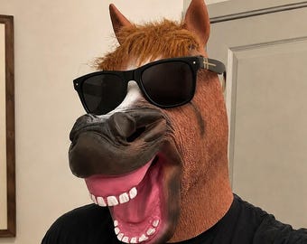 Realistic Horse Head Mask | Full Head Latex Animal Mask | Funny Horse Costume Mask | Cosplay Halloween Party Prop | Novelty Gift