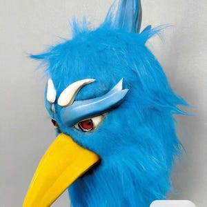 Sunraku Inspired Cosplay Mask, Custom Handmade Blue Bird Mask, EVA Resin Fur Material, Made to Order, 5-6 Weeks Production