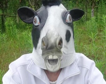 Handmade black cow mask Hand-cut rubber