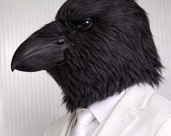 Realistische Raben Kopf Maske | Voll Kopf Silikon Vogel Maske | Gothic Tier Maske | Cosplay Kostüm Maske | Halloween-Party-Requisite