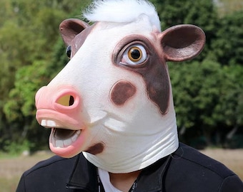 Máscara de vaca rosa hecha a mano Goma cortada a mano